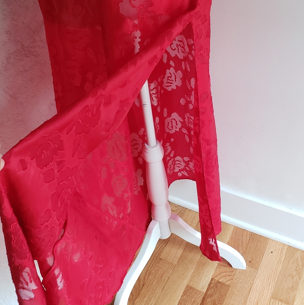 Vintage red slit ♥ Victoria's secret floral gown. Gold label - Picture 8 of 11